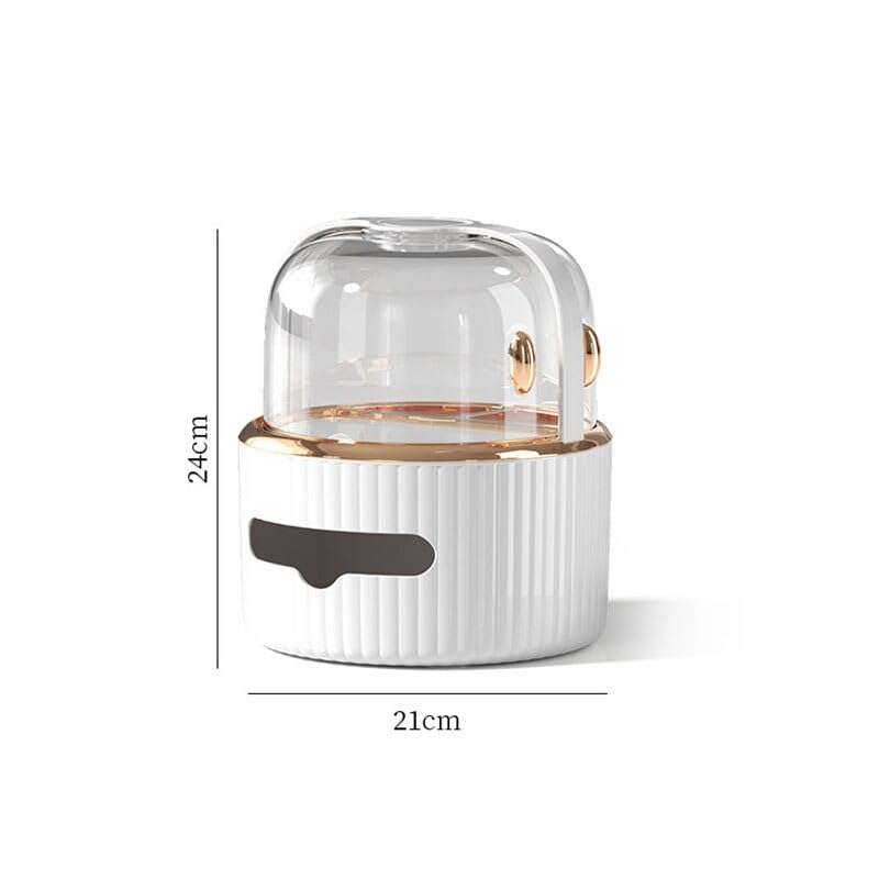 Round Tissue Box Cover with Storage – Dustproof Tissue Holder Organizer