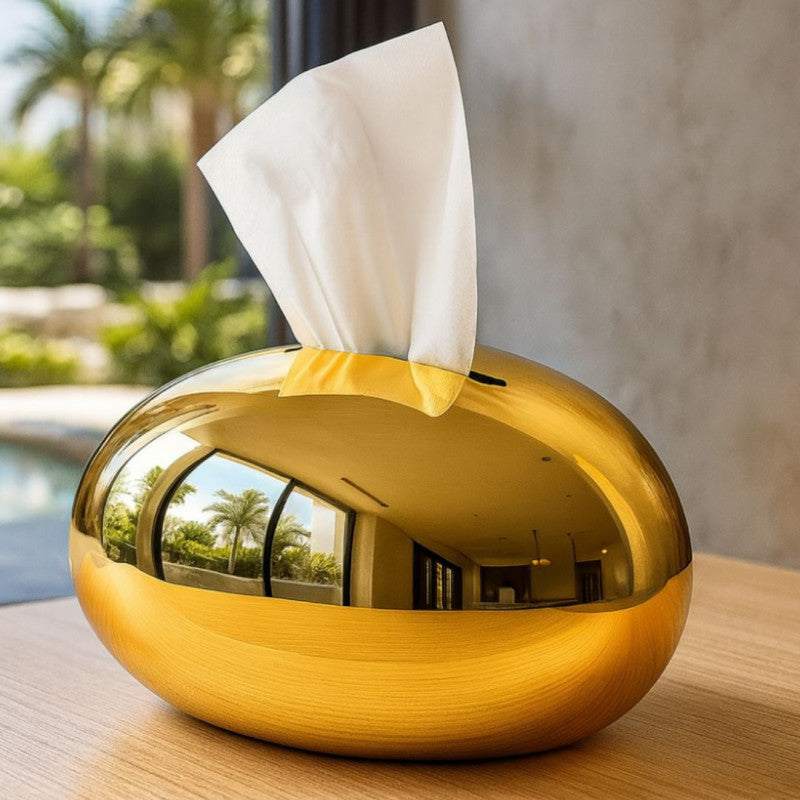 Egg Shape Golden Luxury Tissue Box Holder Decorative Tissue Cover