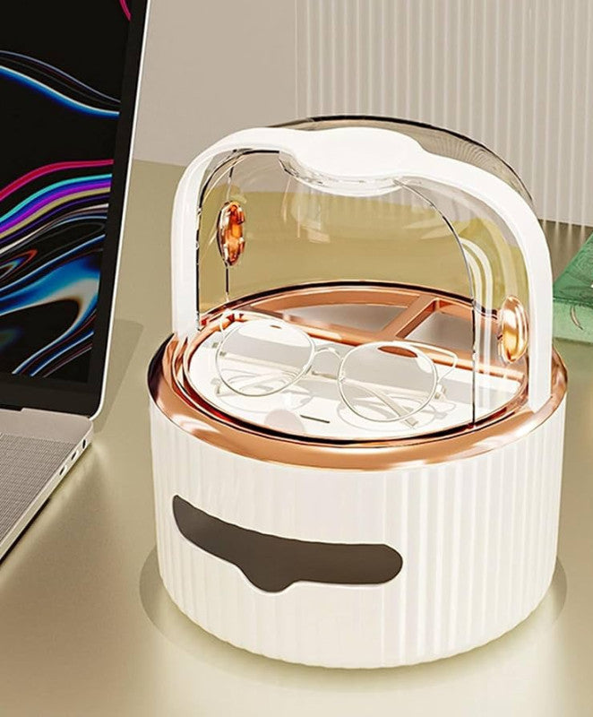 Round Tissue Box Cover with Storage – Dustproof Tissue Holder Organizer