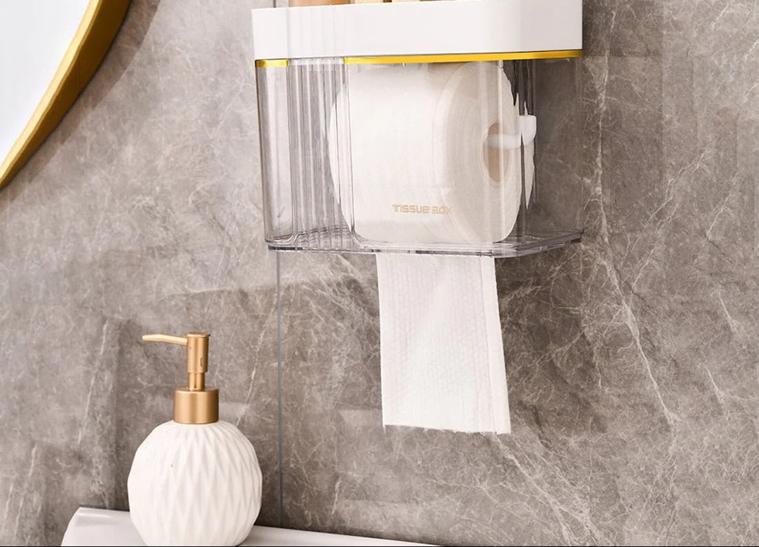Punch Free Toilet Paper Holder Wall Mounted Tissue Rack
